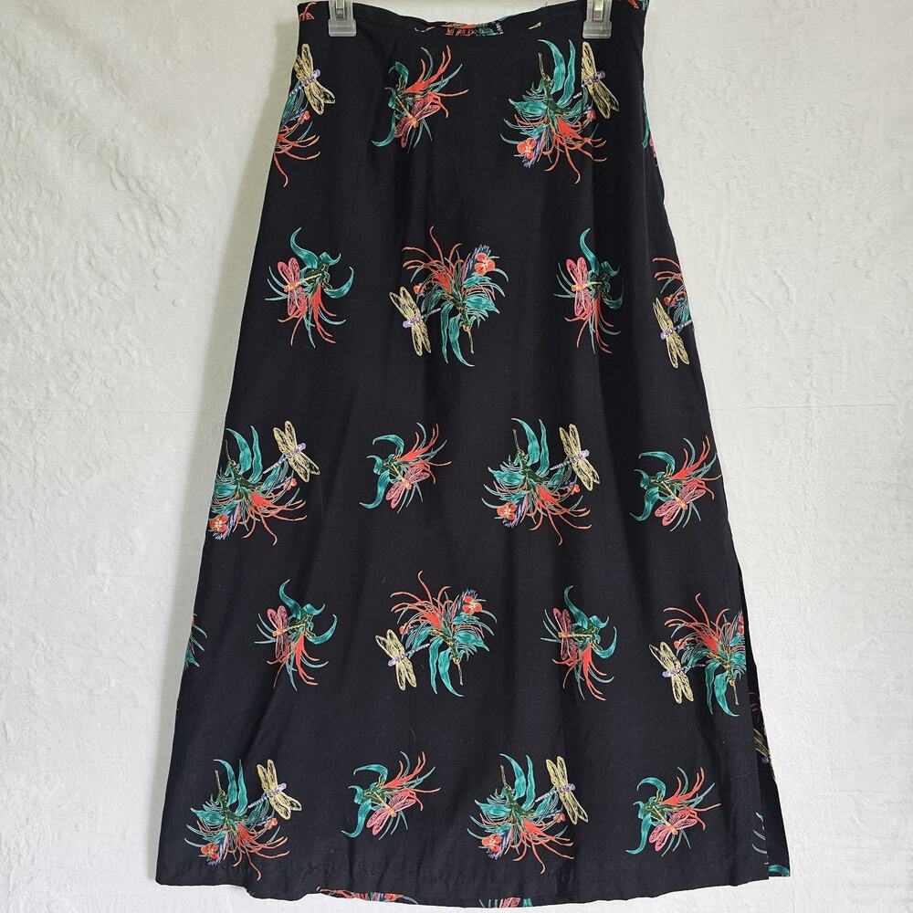 Womens Midi Skirt 12 A-Line Dragonfly 90s Whimsical Fairy Y2K Vtg Romantic USA
